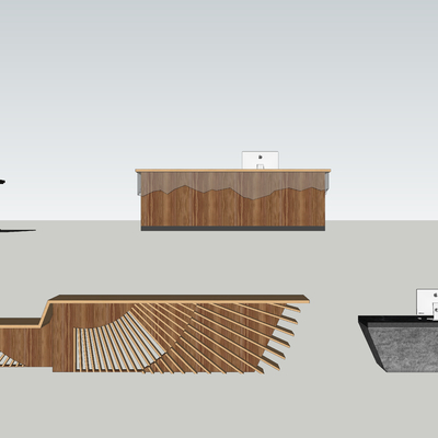  现代办公前台su模型 