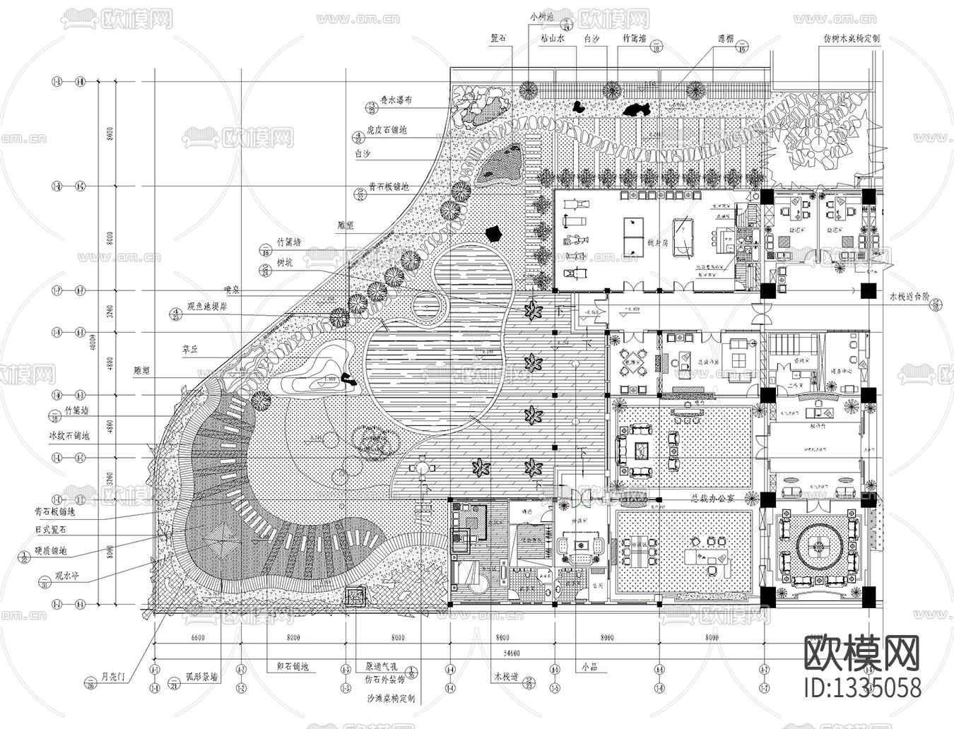 办公楼屋顶花园cad施工图下载（渲染图1）