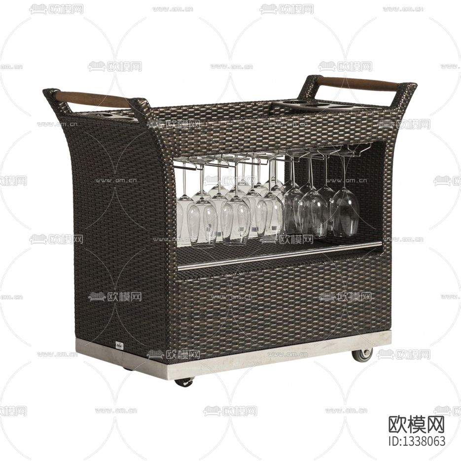 现代简约编织手推餐车