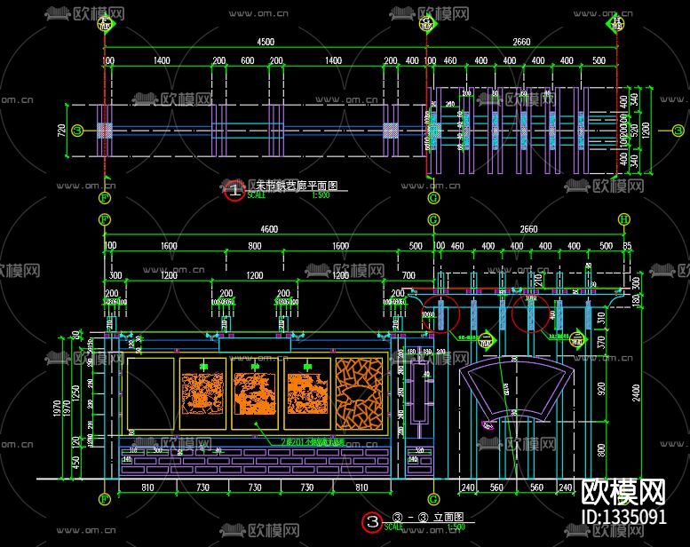 铁艺文化长廊节点大样下载（渲染图3）