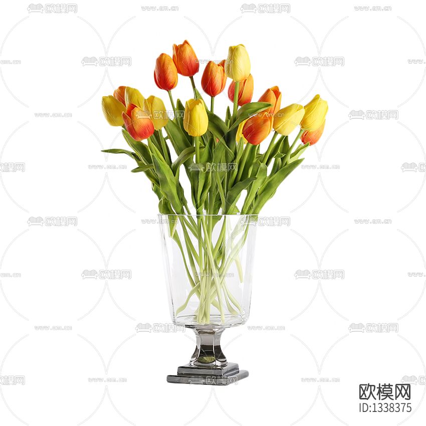 现代简约玻璃花瓶郁金香花艺