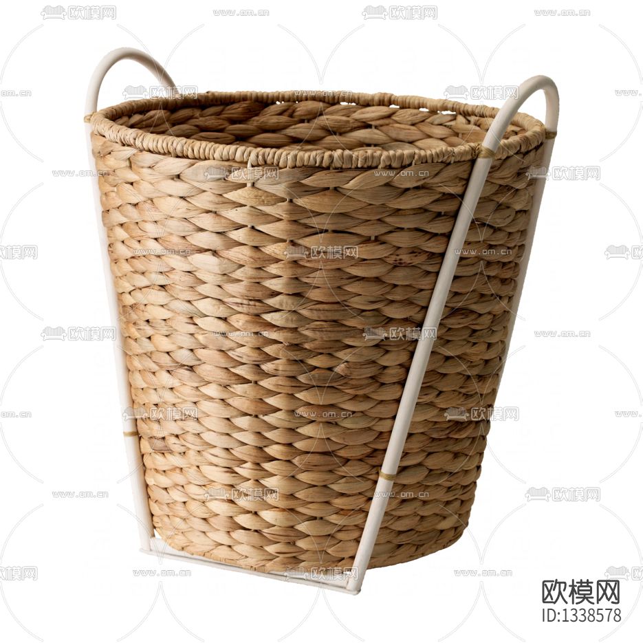 北欧简约草编金属收纳篮
