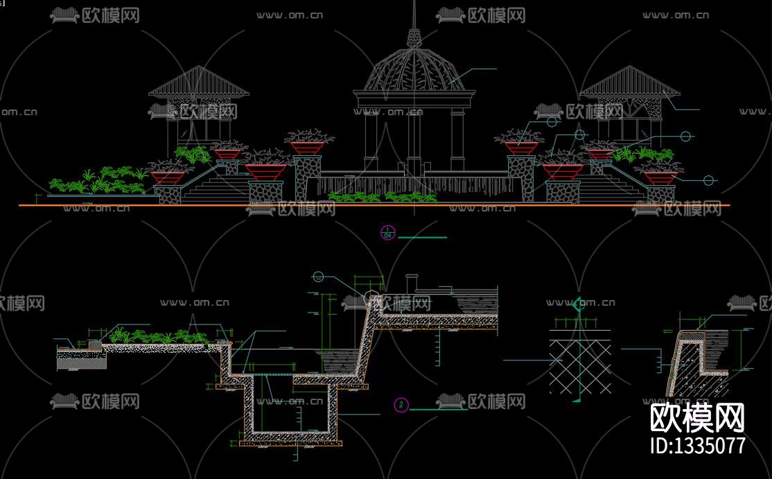 园林景观cad施工图下载（渲染图1）
