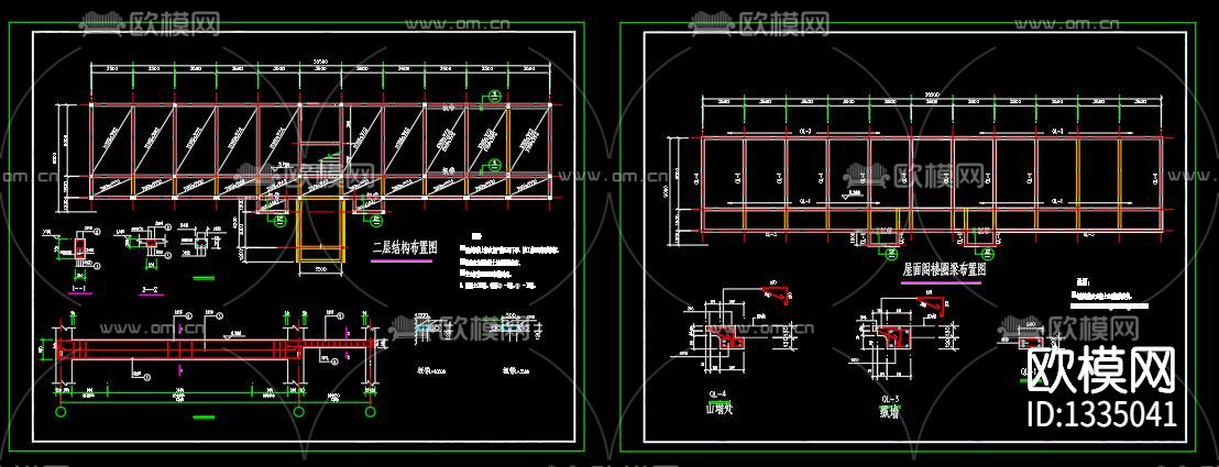 二层办公楼cad施工图下载（渲染图6）