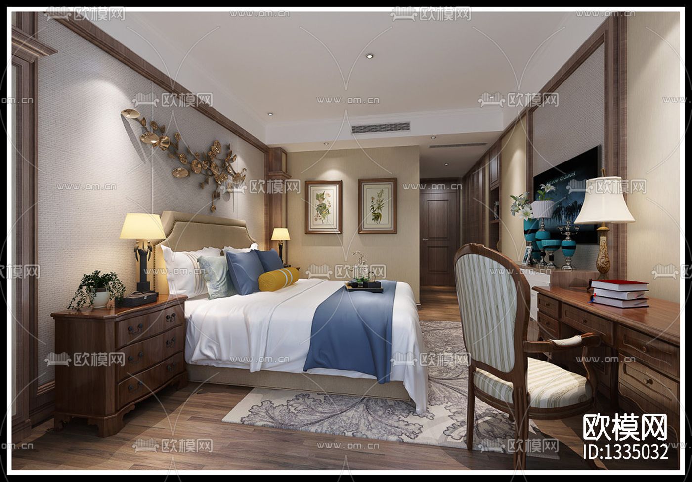 美式家装cad施工图下载（渲染图2）