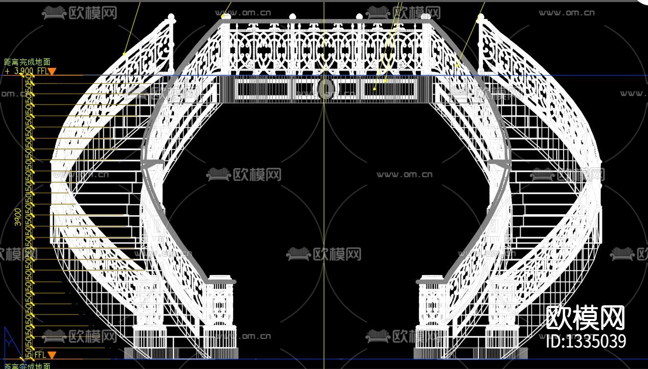 别墅楼梯cad节点图下载（渲染图3）