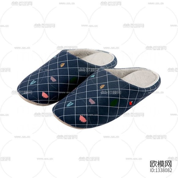现代简约布艺棉拖鞋下载