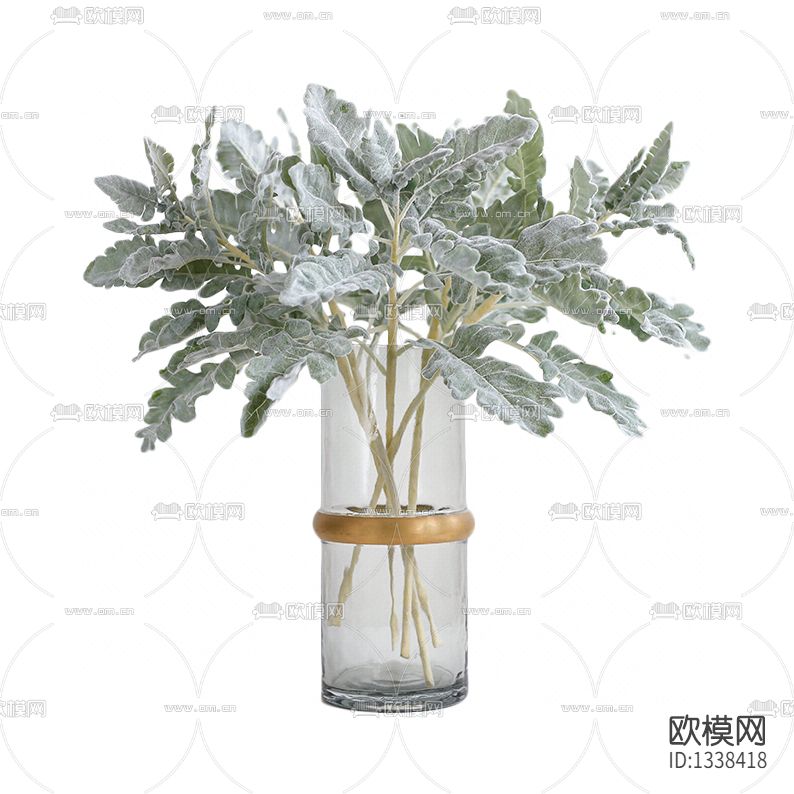 现代简约玻璃金边花瓶摆放绿植下载