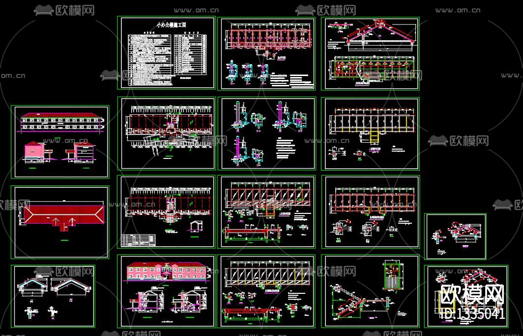 二层办公楼cad施工图下载（渲染图9）