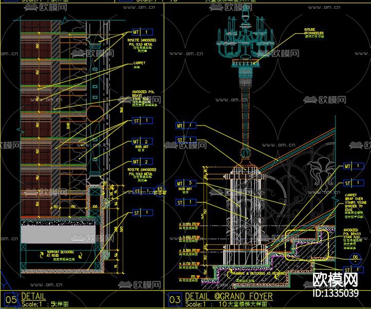 别墅楼梯cad节点图下载（渲染图1）