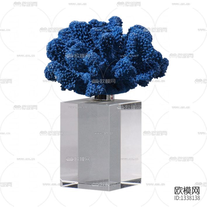 现代轻奢玻璃蓝色水晶珊瑚摆件下载