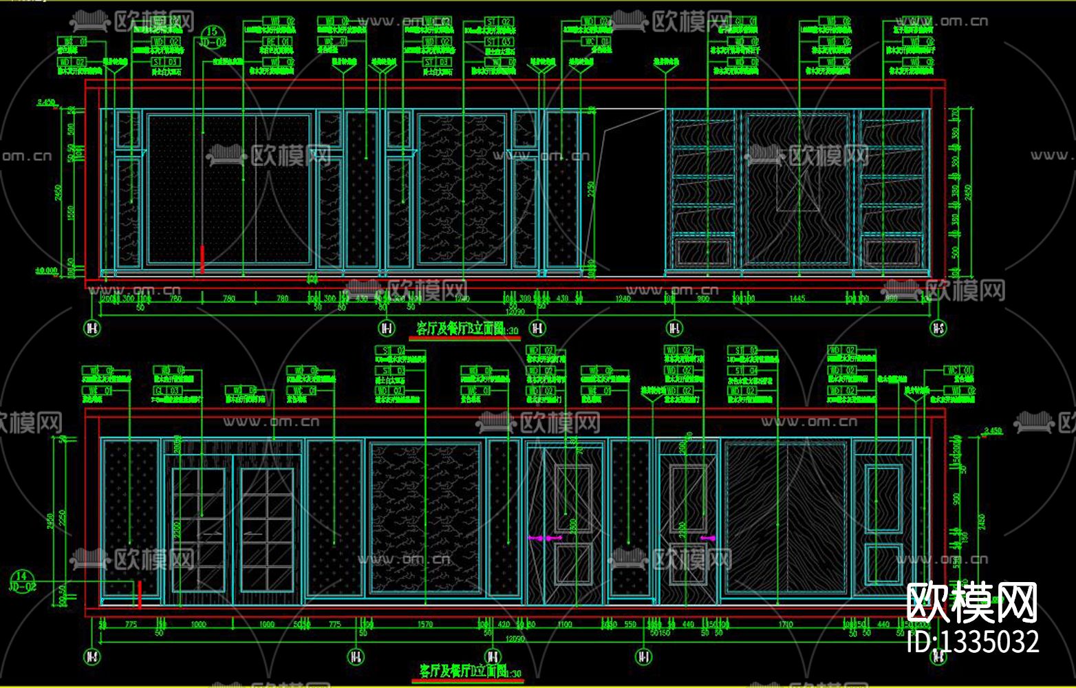 美式家装cad施工图下载（渲染图3）