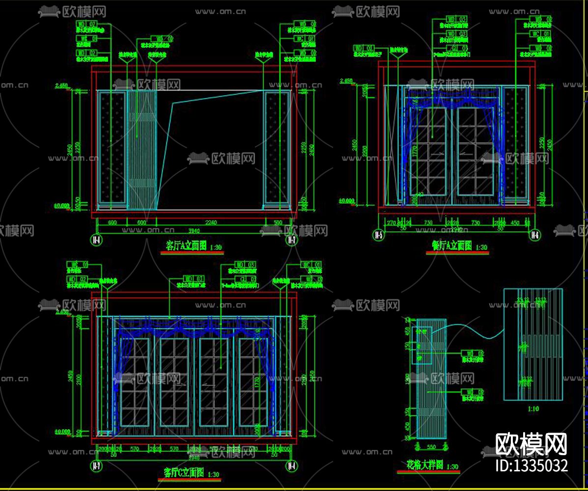 美式家装cad施工图下载（渲染图6）