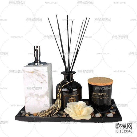 现代轻奢实木托盘摆件下载