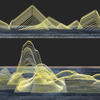 现代镂空山头雕塑小品su模型