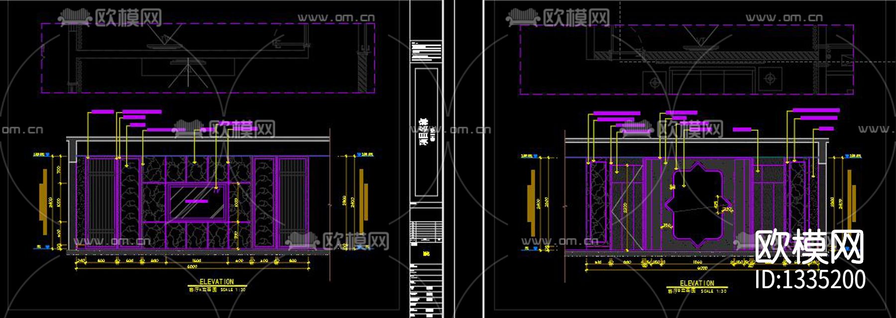 新中式客厅餐厅cad施工图下载（渲染图7）