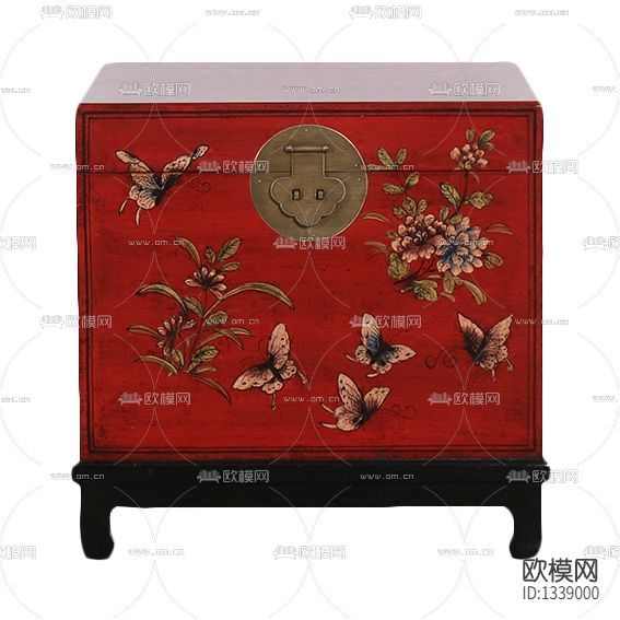 日式復(fù)古彩繪實(shí)木收納箱下載