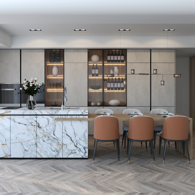  现代西厨岛台su模型 