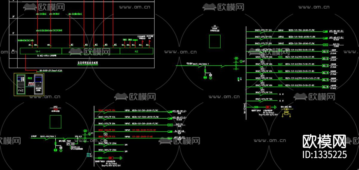 办公楼电气cad施工图下载（渲染图5）