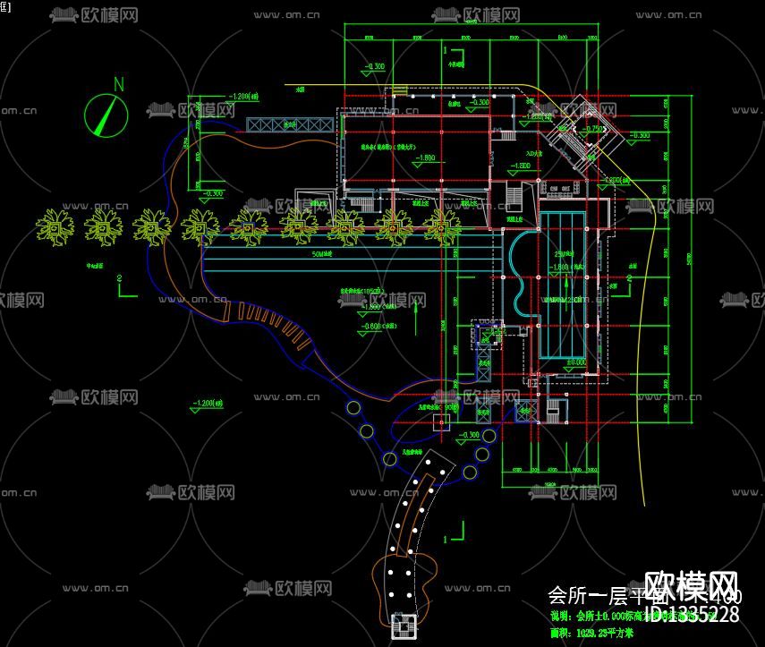 欧式会所cad施工图下载（渲染图3）