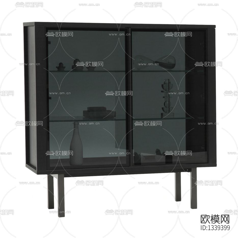 现代极简金属玻璃边柜下载