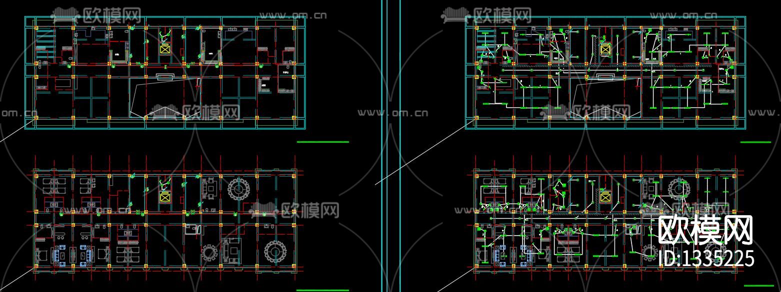 办公楼电气cad施工图下载（渲染图2）
