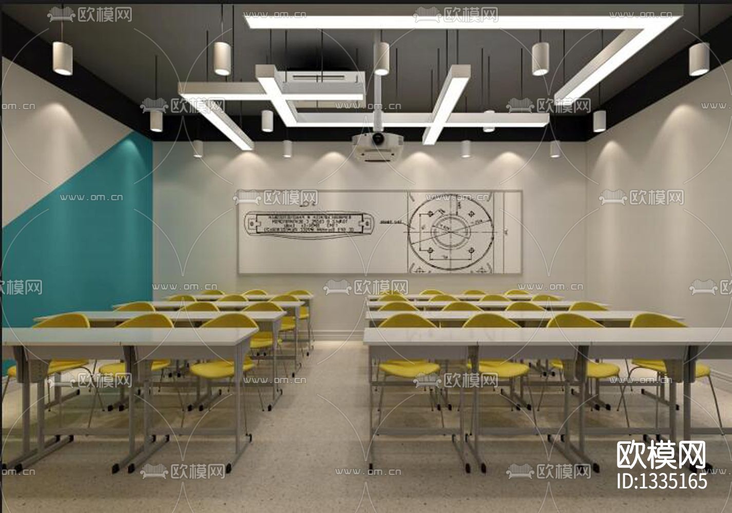 少儿培训机构cad施工图下载（渲染图5）