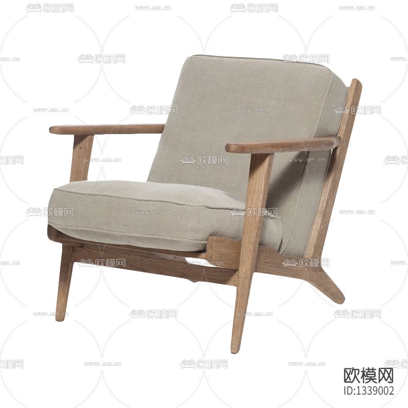 日式简约实木布艺单人沙发下载