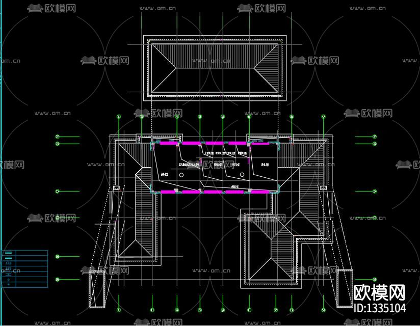 新中式别墅外观cad施工图下载（渲染图6）