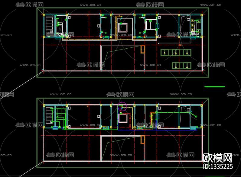 办公楼电气cad施工图下载（渲染图1）