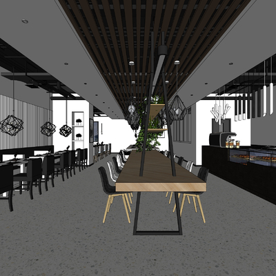  现代咖啡厅su模型 