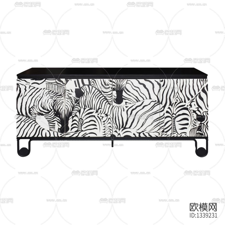 现代轻奢斑马纹实木电视柜下载
