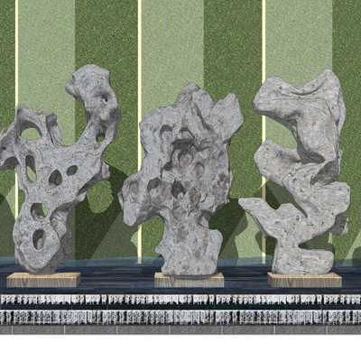 新中式太湖石雕塑景观小品su模型