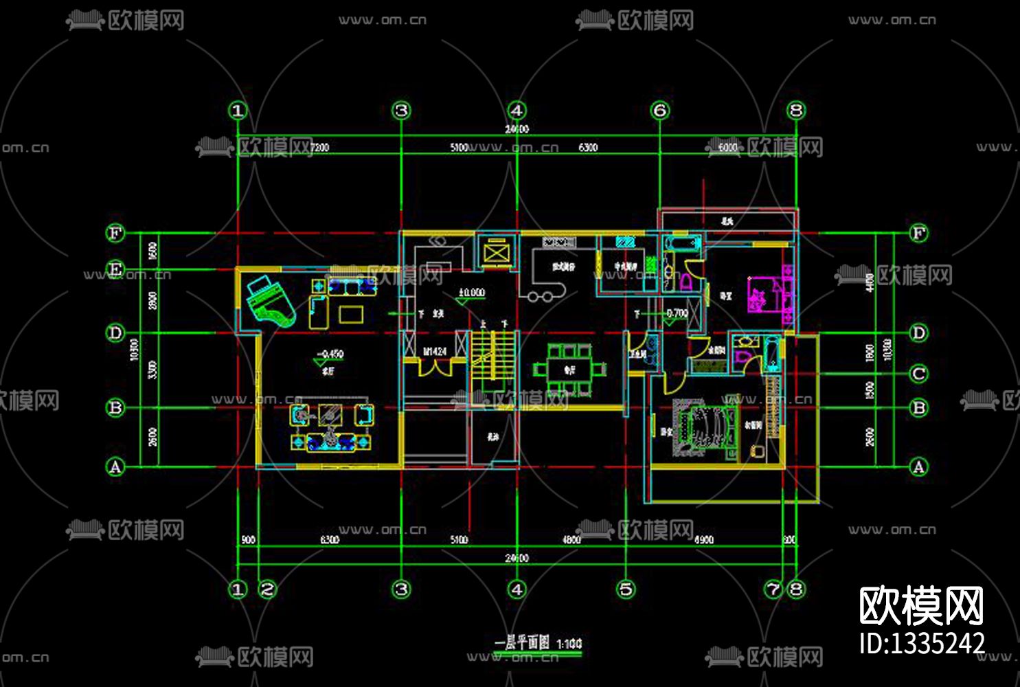 新中式别墅cad施工图下载（渲染图7）