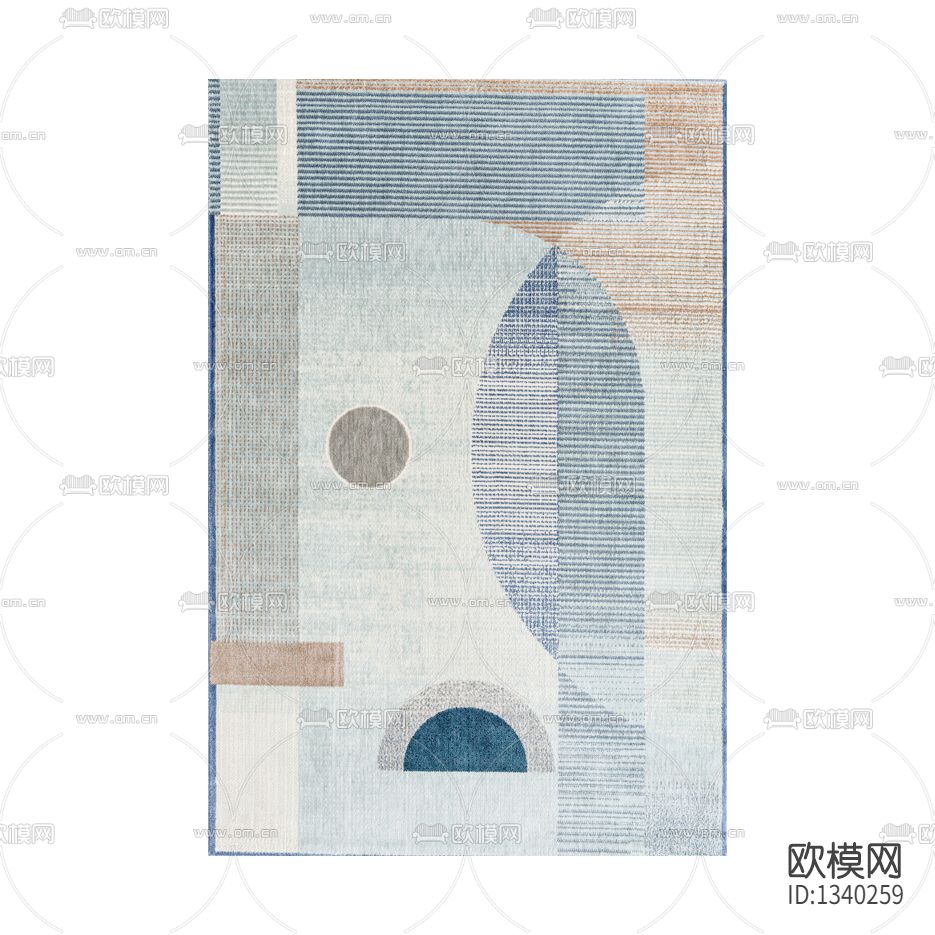 北欧简约色块布艺地毯下载