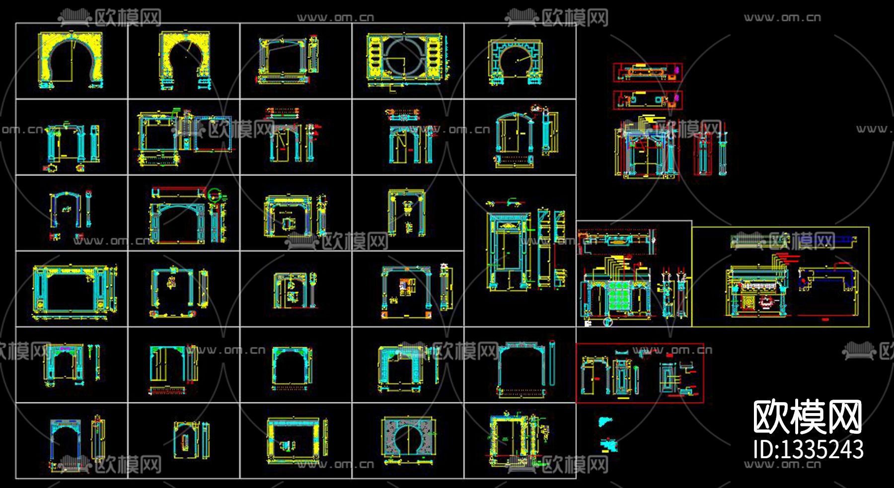 新中式垭口cad施工图下载（渲染图7）