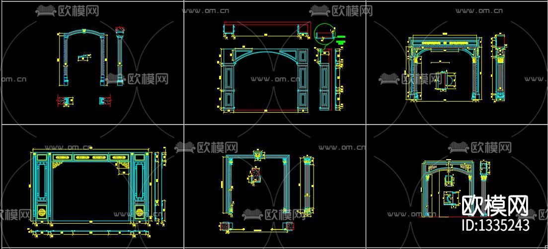 新中式垭口cad施工图下载（渲染图3）