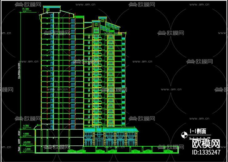 高層建筑cad施工圖下載(渲染圖2)