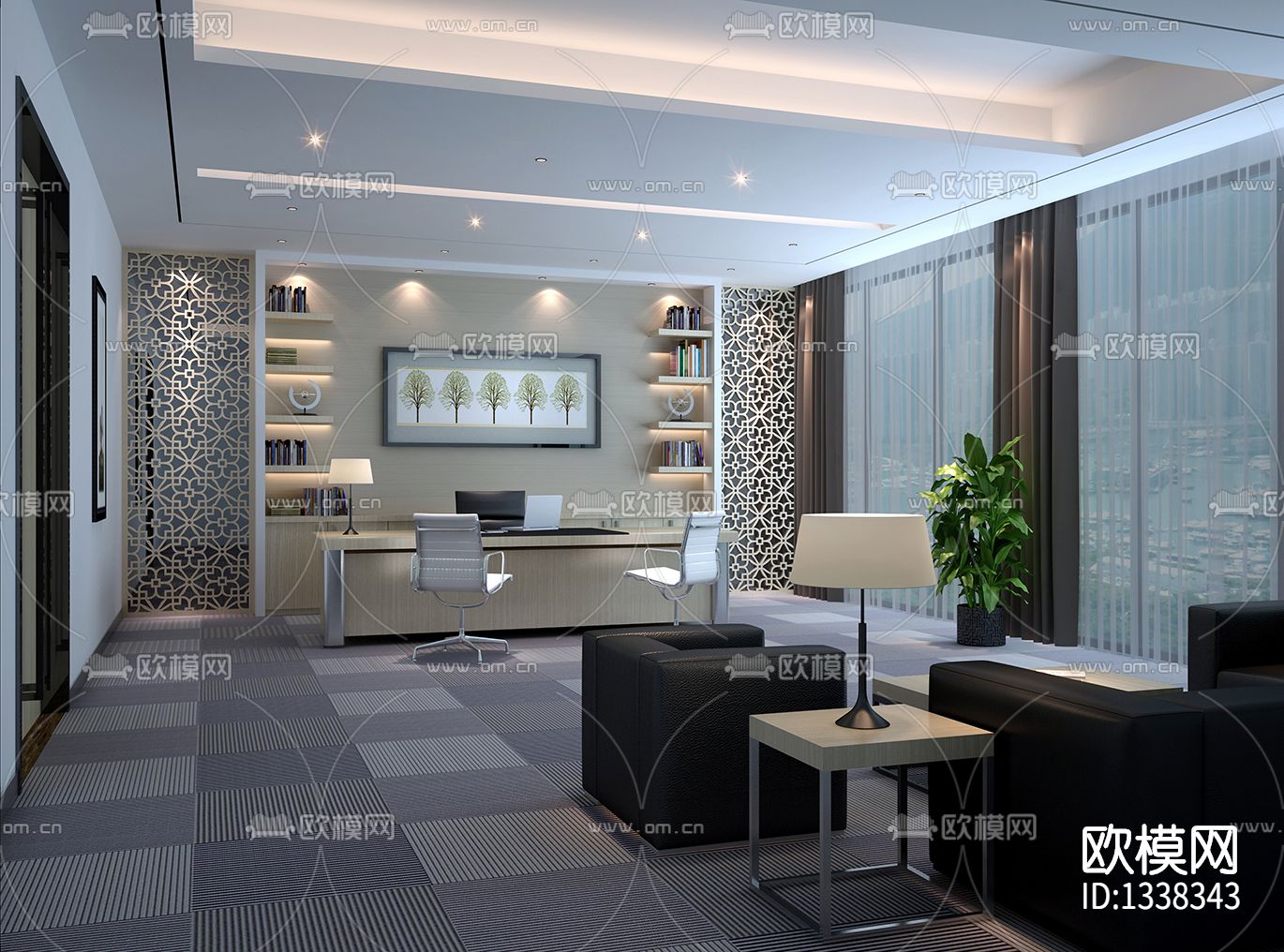 办公空间cad施工图下载（渲染图3）