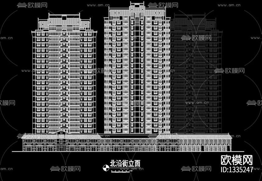 高層建筑cad施工圖下載(渲染圖1)