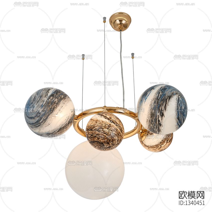 北欧简约金属透光石仿星系吊灯下载