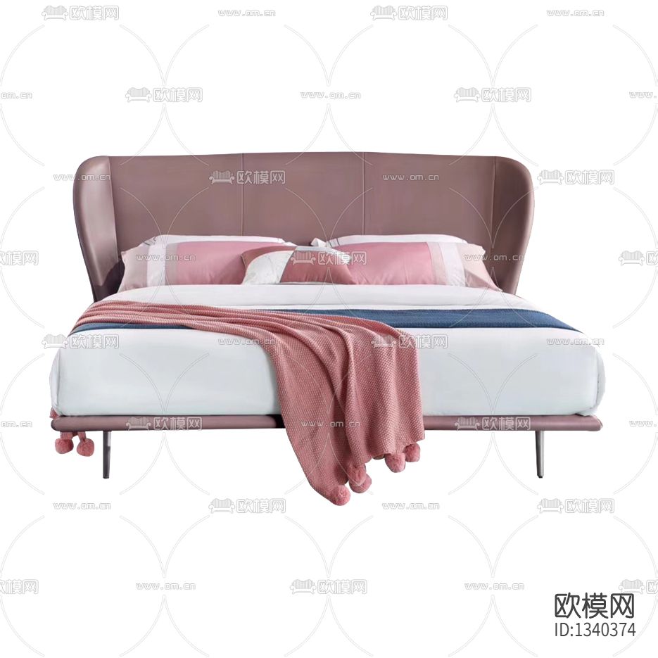 现代轻奢皮革布艺双人床下载