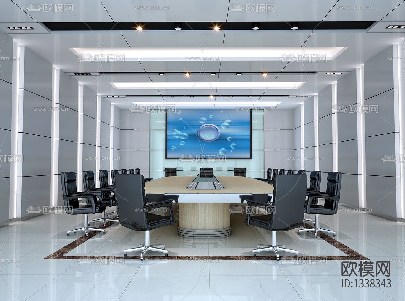 办公空间cad施工图下载（渲染图2）