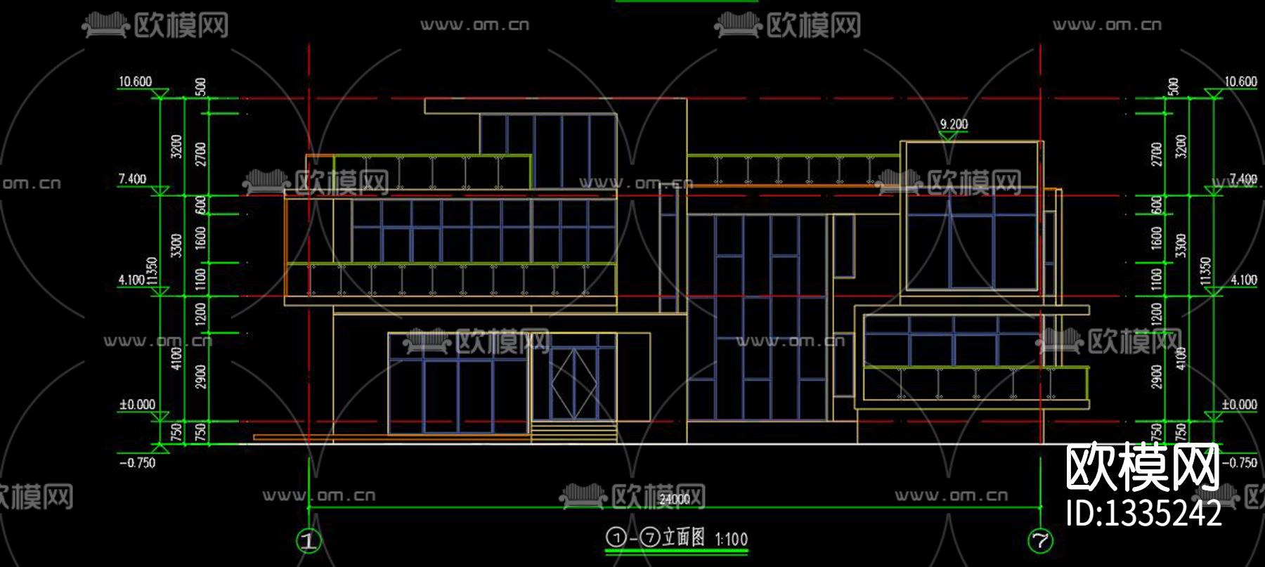 新中式别墅cad施工图下载（渲染图3）
