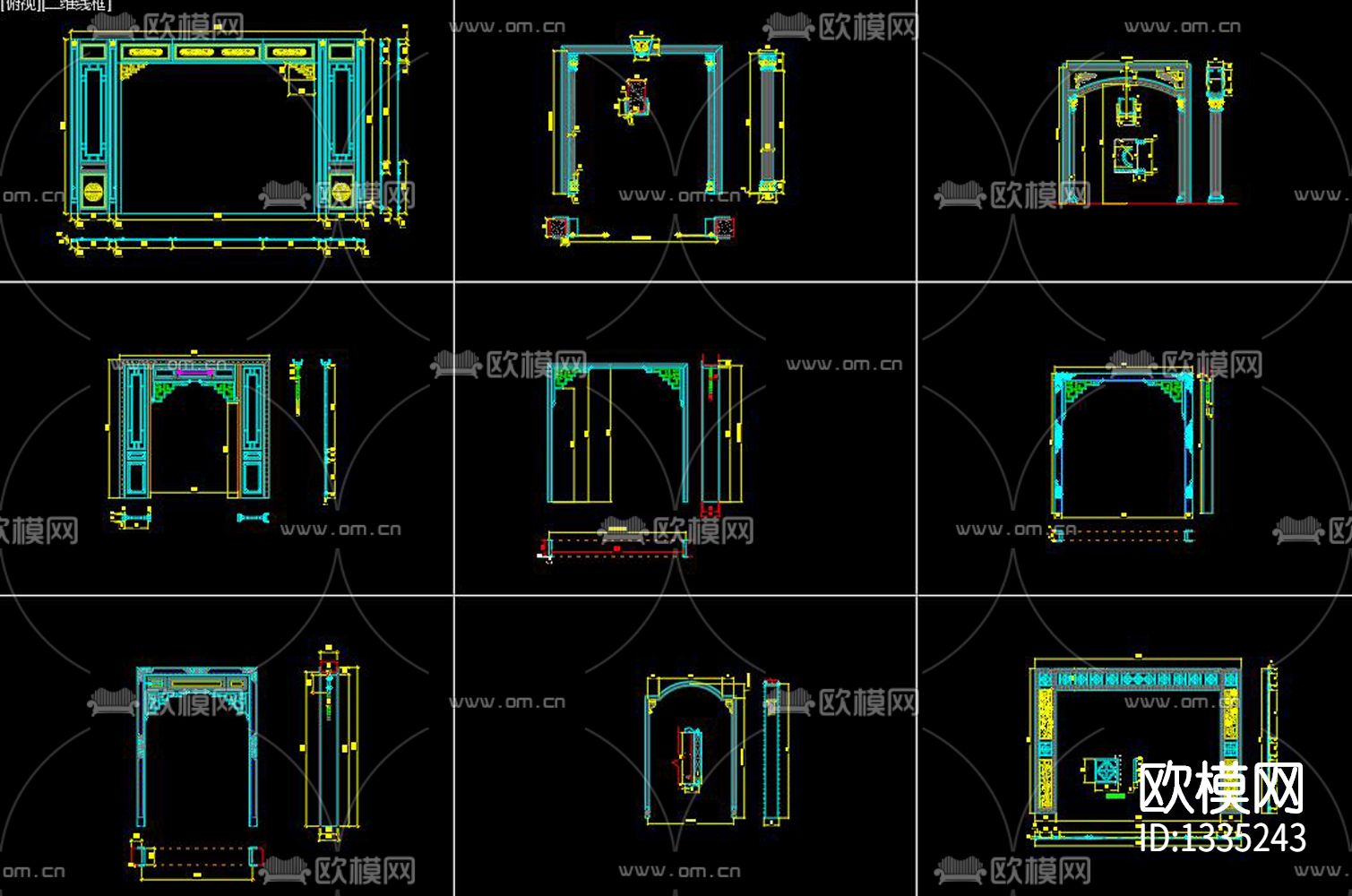 新中式垭口cad施工图下载（渲染图1）