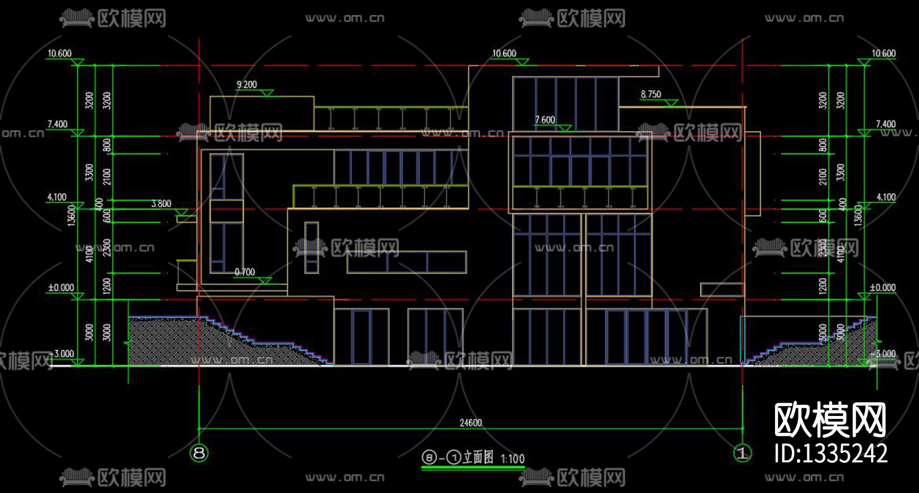 新中式别墅cad施工图下载（渲染图2）
