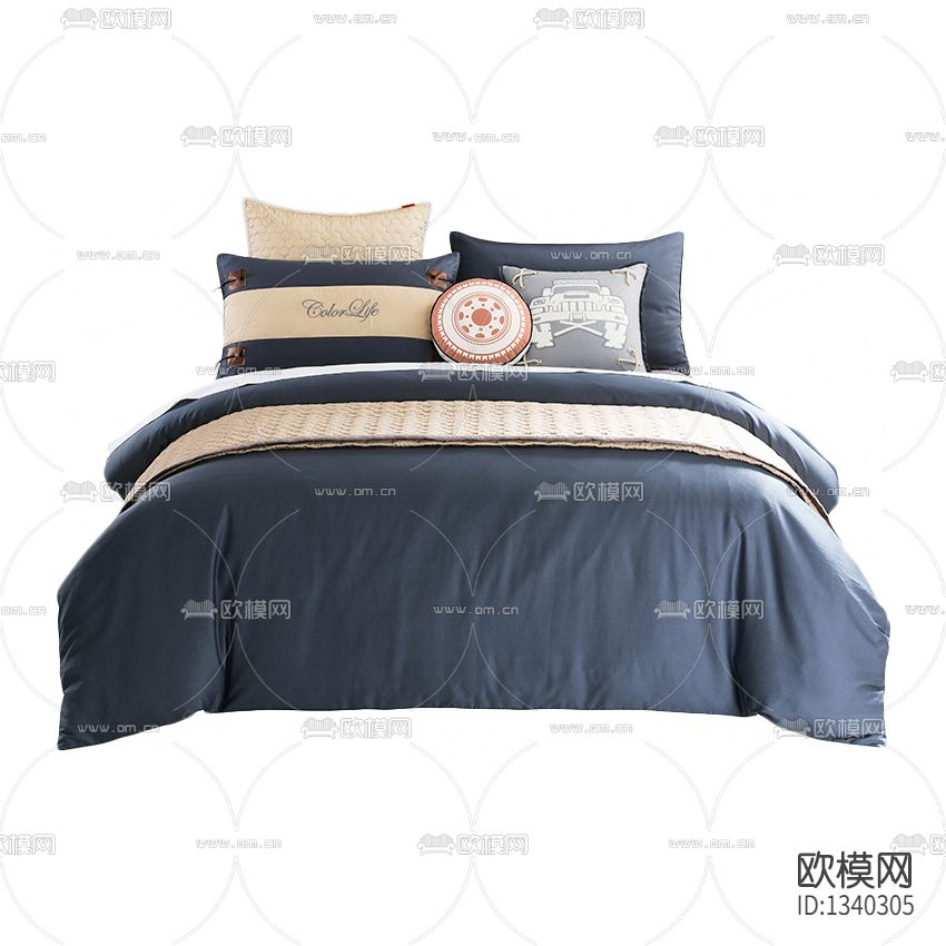 美式简约布艺床品套件
