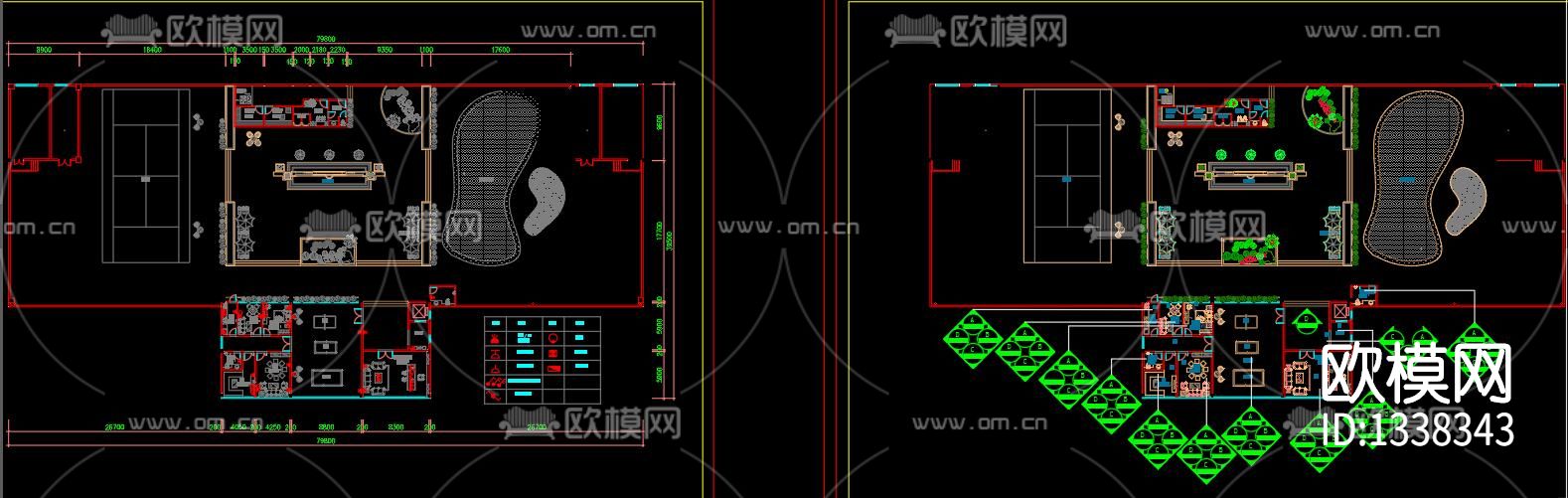 办公空间cad施工图下载（渲染图7）