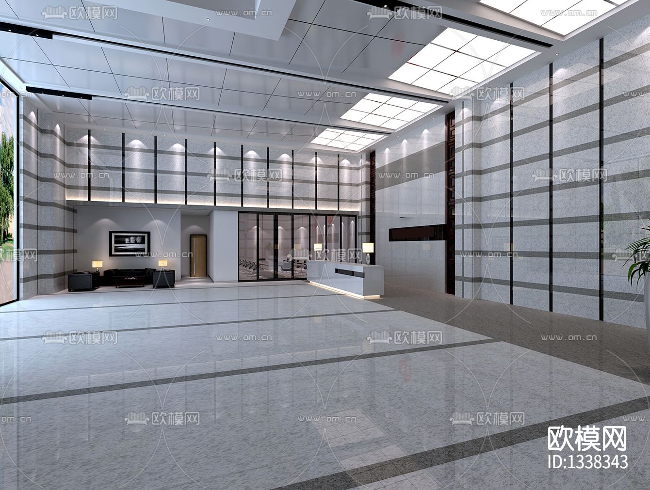 办公空间cad施工图下载（渲染图4）