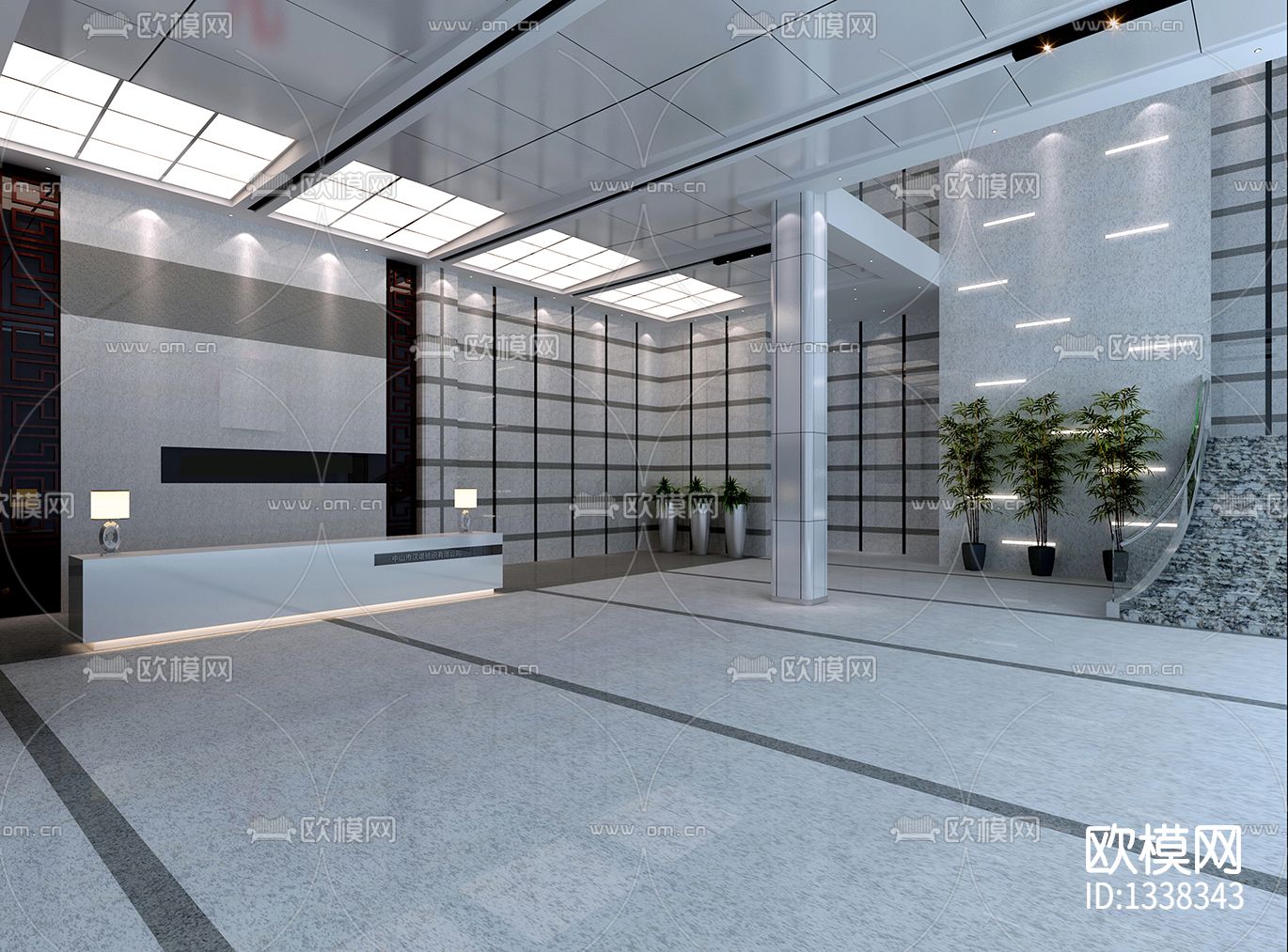 办公空间cad施工图下载（渲染图1）